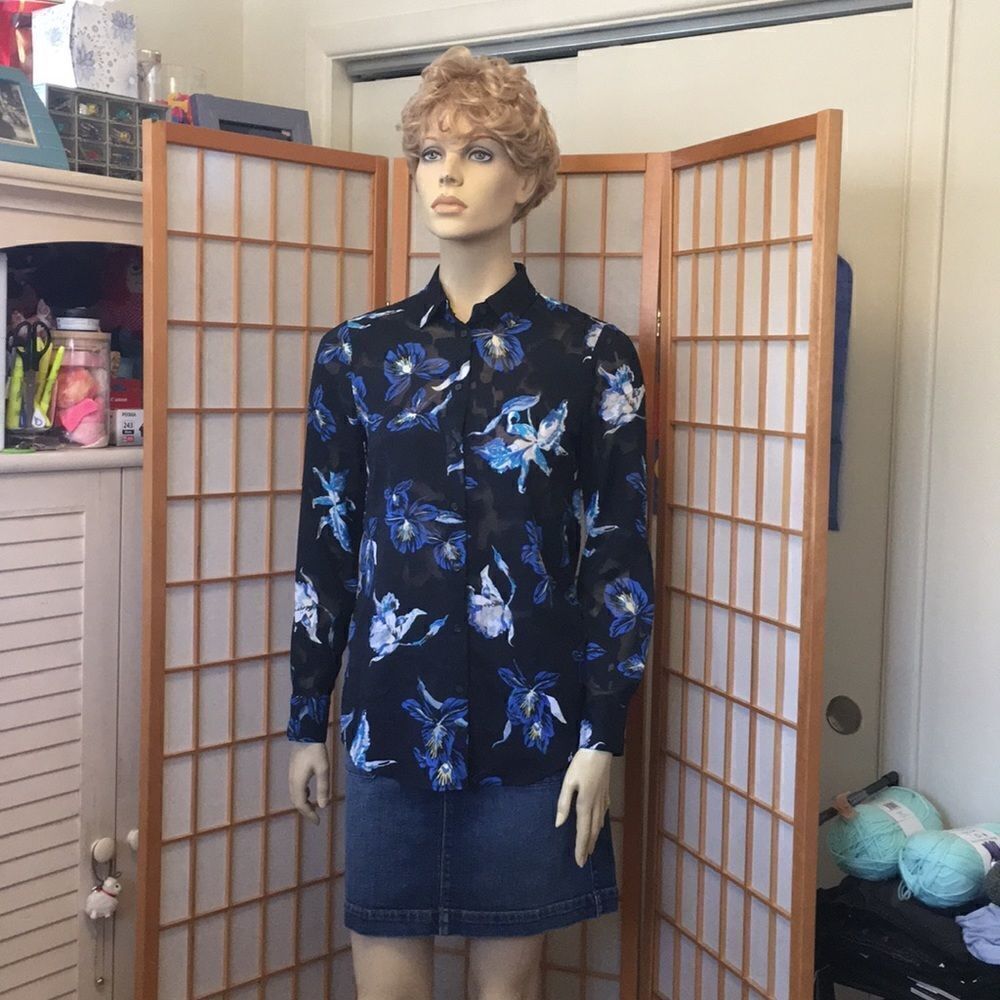 Banana Republic DILLON floral L/S blouse size XS